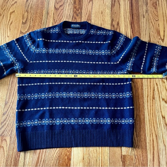 Brooks Brothers 100% Wool Sweater Navy Fair Isle - Large - Picture 7 of 9